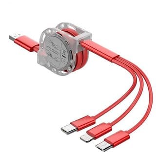 Wox 3In1 Multi Retractable 3.0A Fast Charger Cord, Multiple Charging Cable 4Ft/1.2M 3-In-1 Usb Charge Cord Compatible With Phone/Type C/Micro Usb For All Android And Ios Smartphones