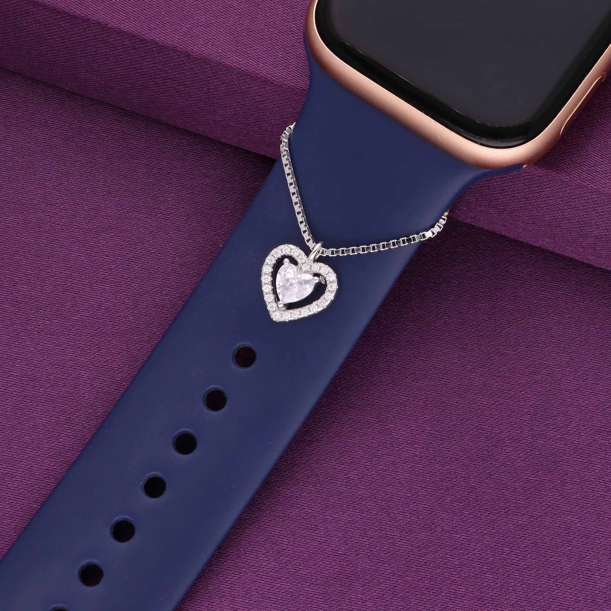 Love Watch Charm-White Stone / Silver