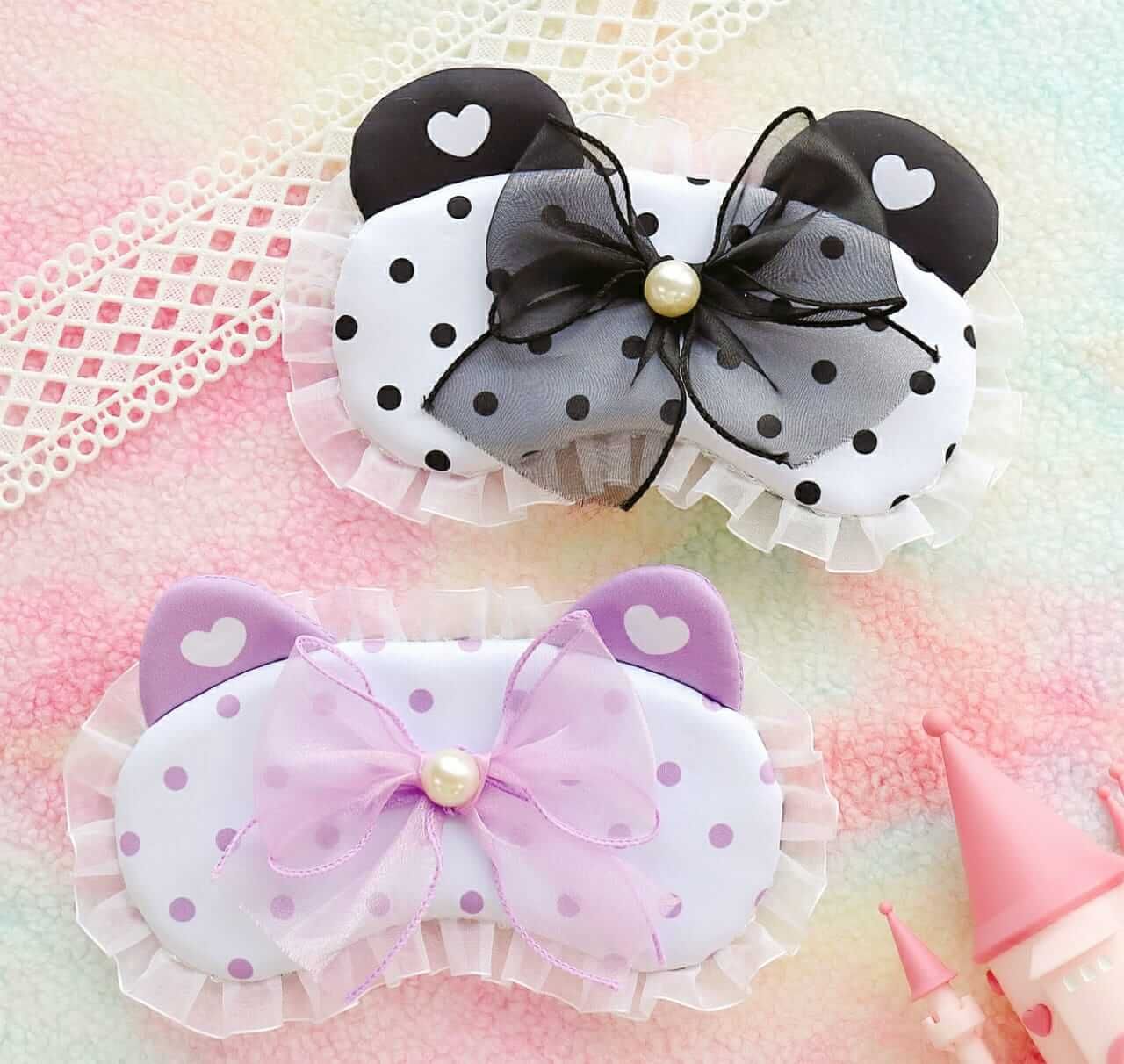 Kawaii Polka Dots Gel Eye Mask - Single Piece-Black