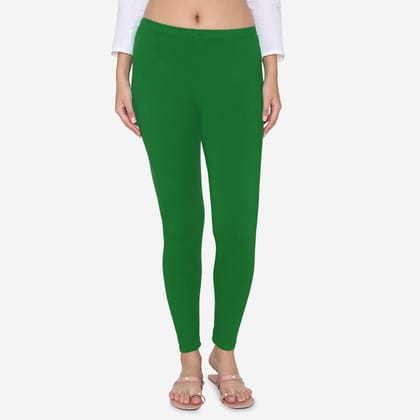 Vami Women's Cotton Stretchable Ankle Leggings - Rich Green