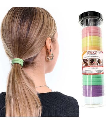 Lykaa Soft & Stretchable Cotton Elastic Seamless Thick Hair Rubber Bands Hair Band - Pack of 20 - Multi