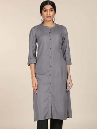 Band Collar Roll-Up Sleeves Kurta