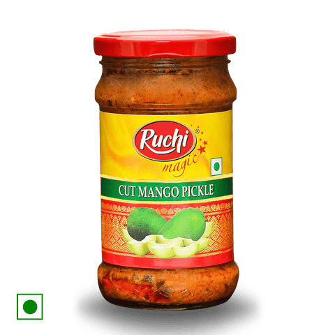 Ruchi Magic Cut Mango Pickle Without Garlic, 300 gm Bottle