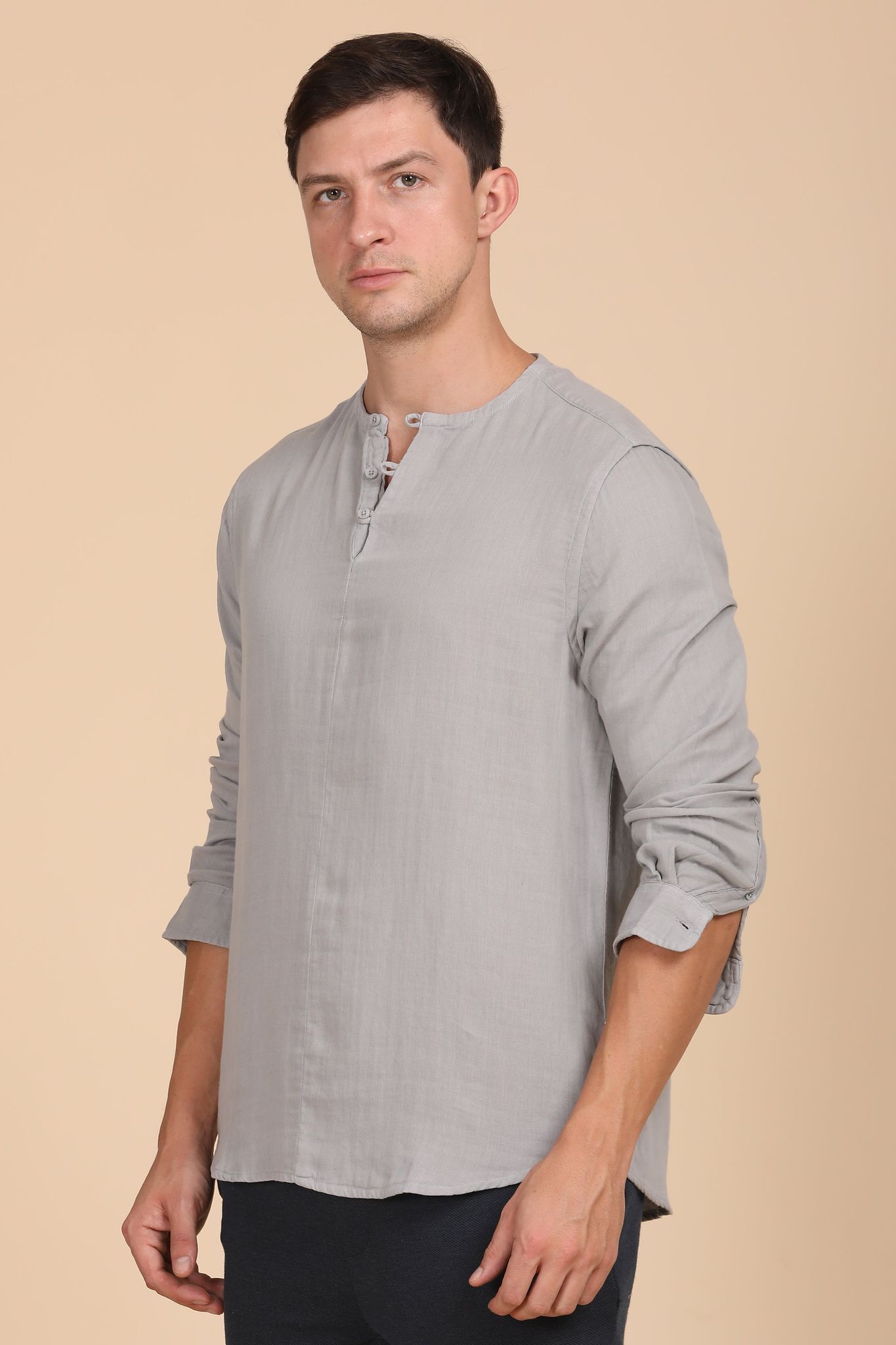 Dreamer - Cotton Solid Shirt - Grey-S-38 / GREY