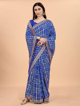 Bandhani Woven Design Zari Poly Georgette Tussar Saree
