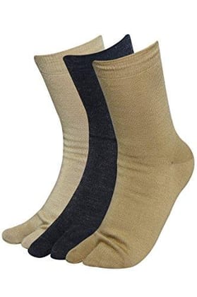Balenzia Woollen Toe Socks for Women (Pack of 3 Pairs/1U)-Stretchable from 19 cm to 30 cm / 3 N