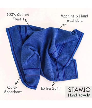 STAMIO - Navy Blue Cotton Hand Towel 40x60 cm ( Pack of 4 ) - Navy Blue