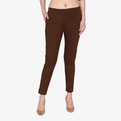 Women's Cotton Formal Pants - Brown Brown M