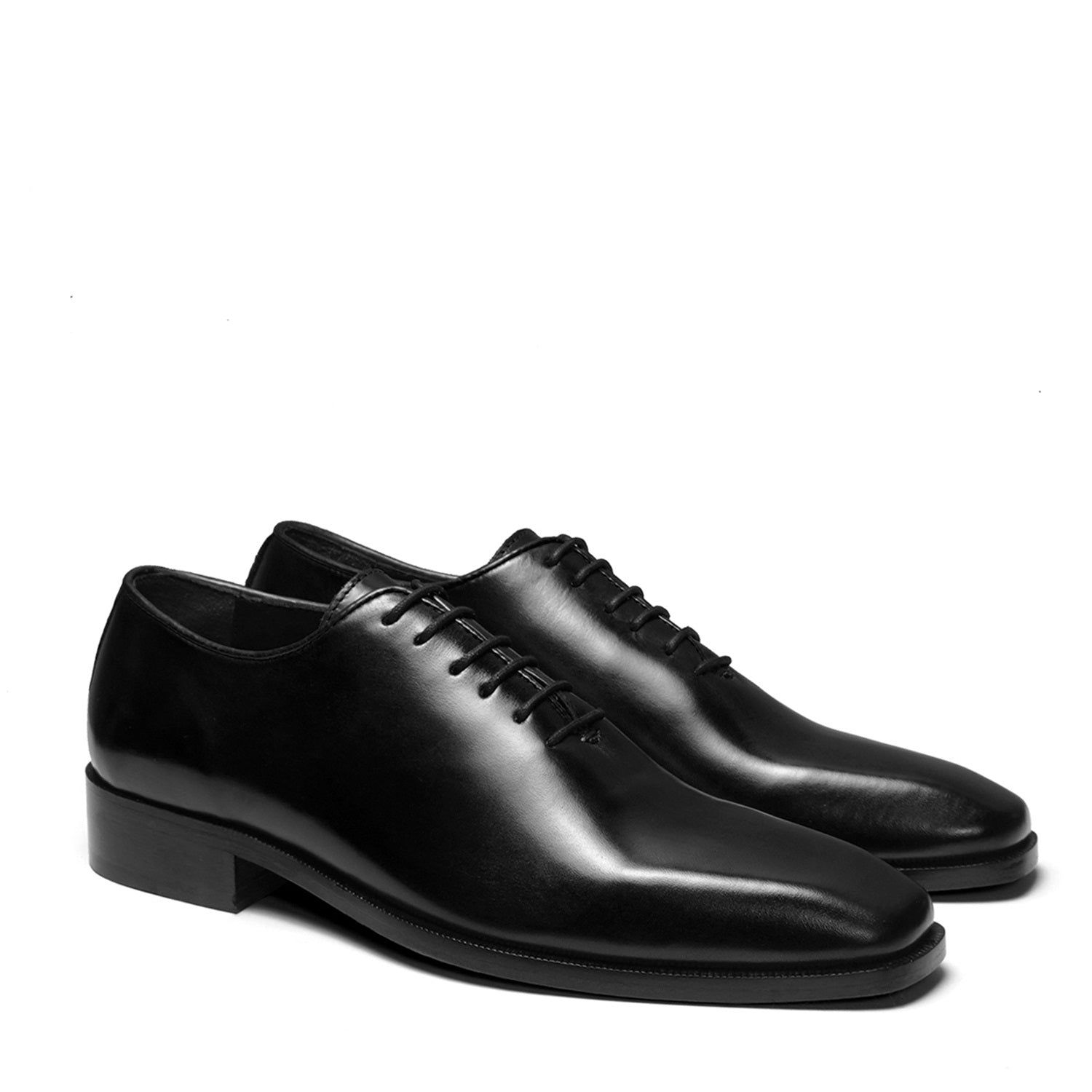 Black Sleek Toe Oxford Lace-Up Shoes-40/6