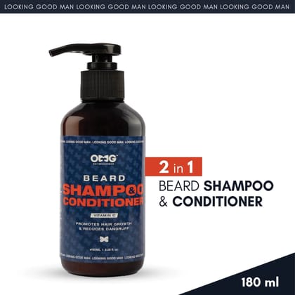 OMG Beard Shampoo & Conditioner 180ml and OMG Beard Wax 100gm Combo | Promotes Hair Growth, Gives Shine, Reduces Dandruff | Contains Natural Oils & Vitamin C | Beard Styling for Strong Hold