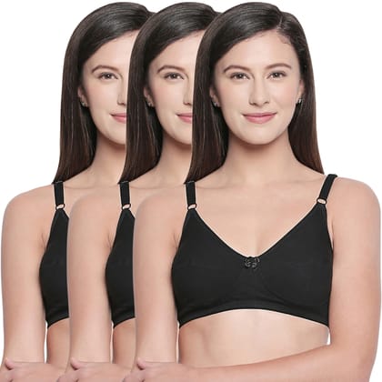 Bodycare Cotton Spandex Non Padded Non wired Perfect coverage bra-Pack of 3