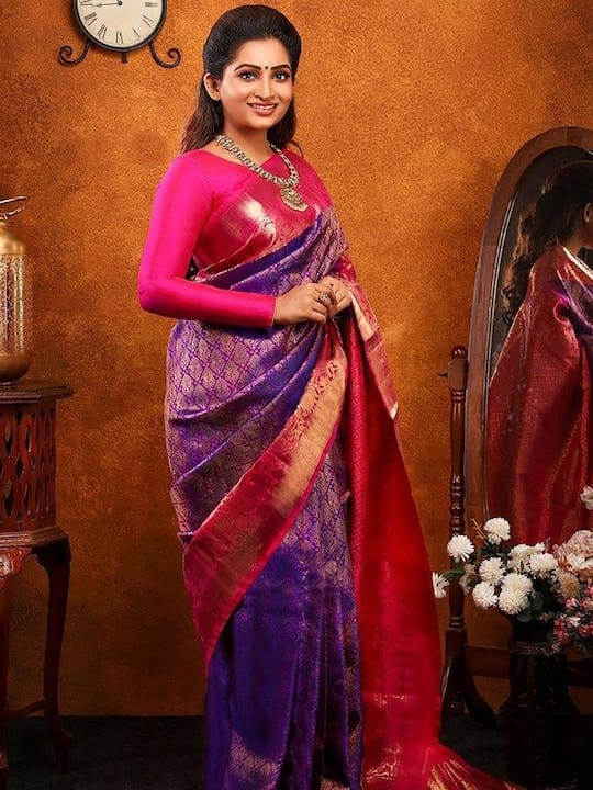 Ethnic Motifs Woven Design Zari Banarasi Saree