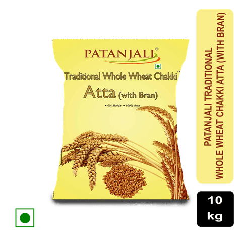 Patanjali Traditional Whole Wheat Chakki Atta(With Bran), 10 kg Pouch