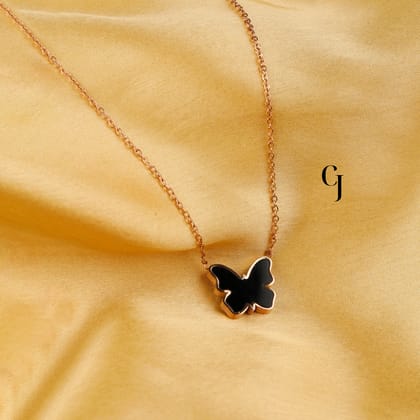 18K GOLD PLATED BUTTERFLY LOVE STUD NECKLACE - LN 6062