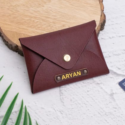 PERSONALISED CARDHOLDER - MAROON-Maroon