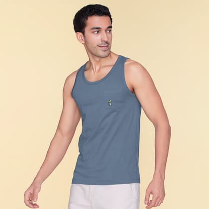 Renew Combed Cotton Tank Tops Slate Blue S