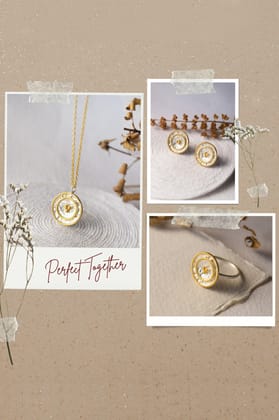 Shimmering Gold Granulation Sterling Silver Jewellery Set-Gold