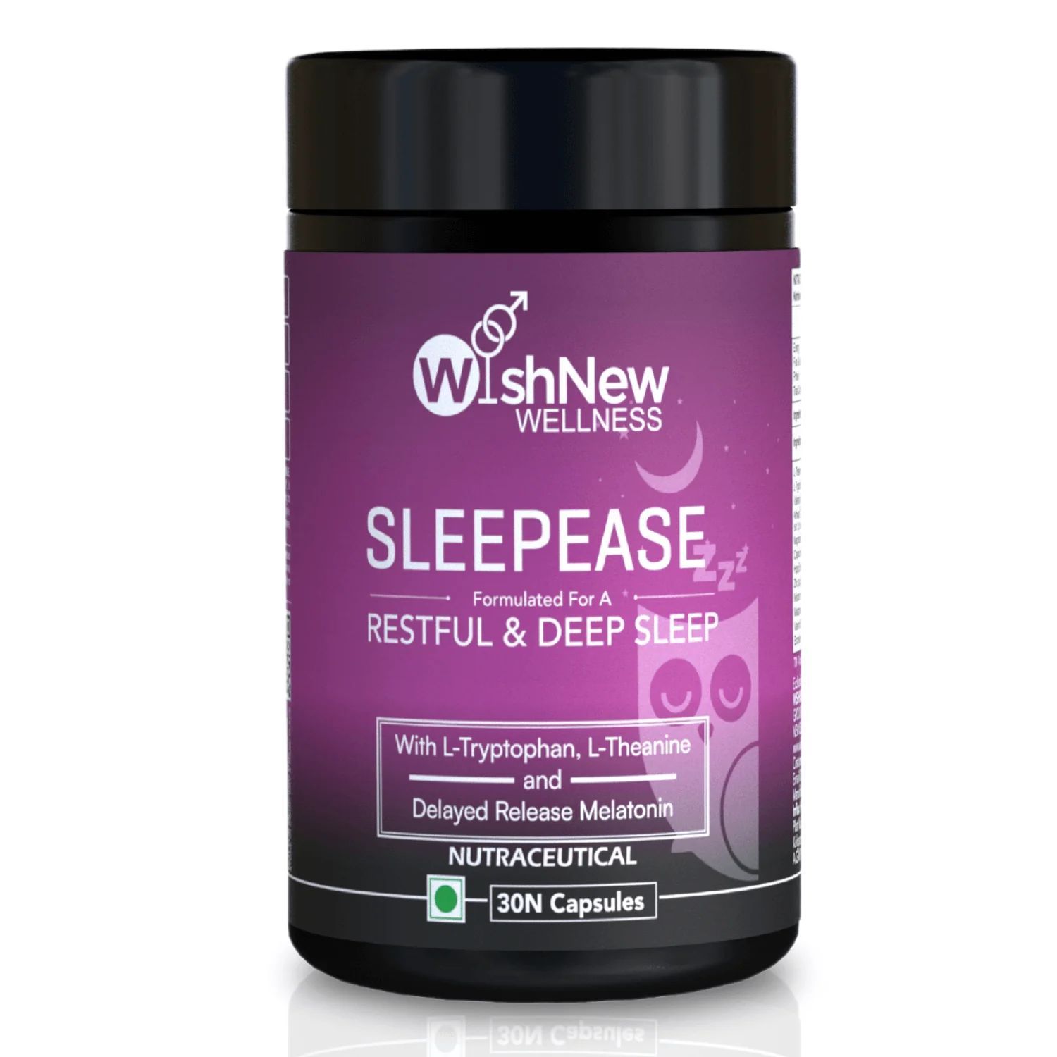 WishNew Wellness SLEEPEASE | 30 Veg Capsules | Advanced Sleep Formula | L-Theanine, Melatonin, Valerian, Ashwagandha | Deep Restful Sleep | Non-Habit Forming | 100% Vegetarian | Enhanced Relaxation