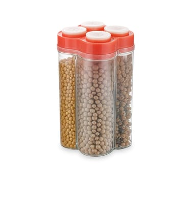 Dimazo 4 Section Container Jar for Grocery |Transparent