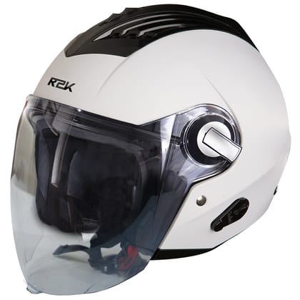 Steelbird SBA-3 R2K Classic ISI Certified Open Face Helmet for Men and Women (White with Clear Visor)-Medium 580 MM