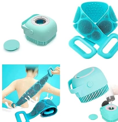 BREEPREE 2 Pcs Combo Silicone Body Back Scrubber, Double Side Bathing Brush For Skin Deep Cleaning Massage, Dead Skin Removal Exfoliating Belt For Shower, Easy To Clean,body Brush For Bathin