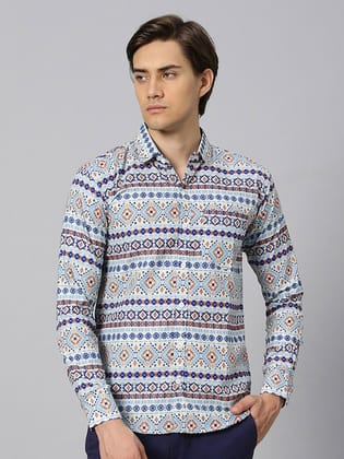 Classic Fit Geometric Printed Casual Shirt