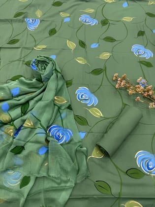 Hastkala Cotton Suit with Chiffon Dupatta