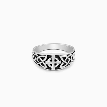 Oxidised Silver Classic Cross Ring For Him