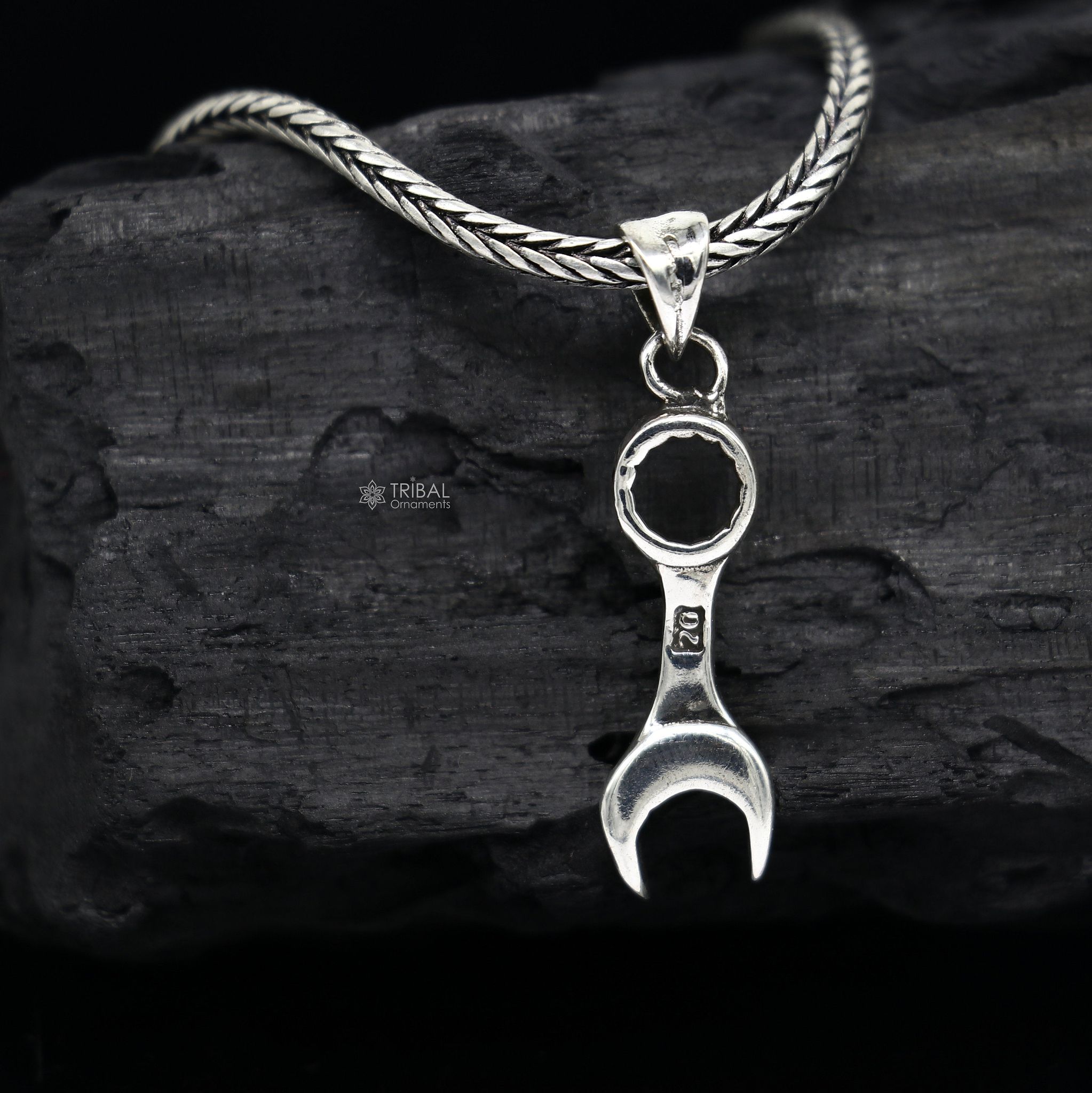 925 sterling silver unique design SPANNER pendant wheat chain necklace locket best gifting jewelry Nsp713-Only Pendant / Silver