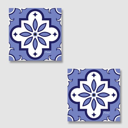 Blue Morocco Square Acrylic Coasters - Set of 2