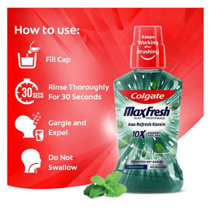 Colgate Maxfresh Mouthwash - Plax, Freshmint Splash, 250 ml Bottle Colgate Maxfresh Mouthwash - Plax, Freshmint Splash, 250 ml Bottle