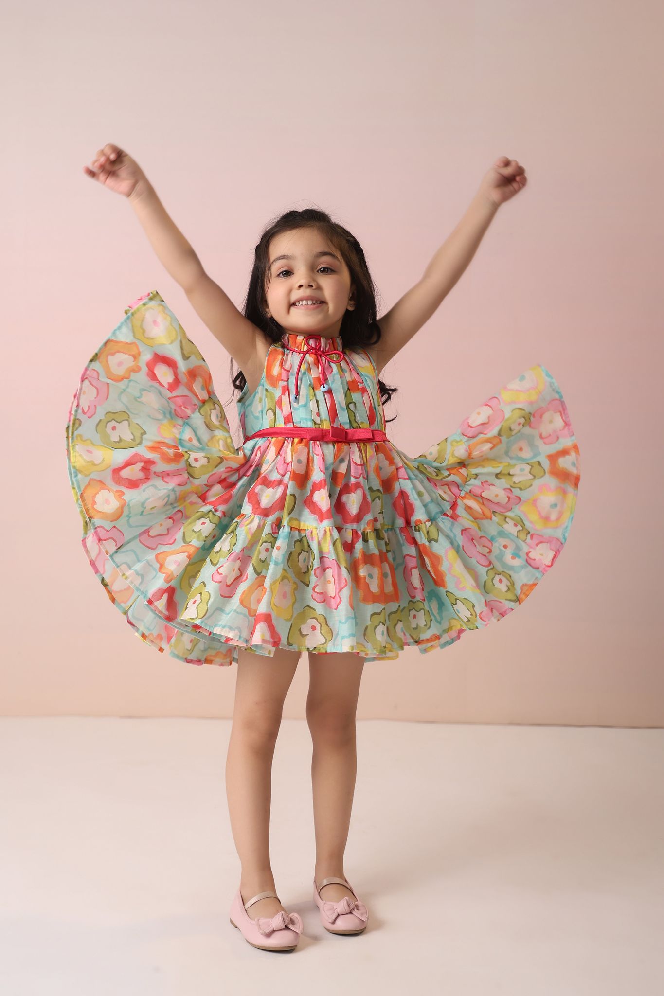 Yoke Gather Multicolour Dress-6-12 months