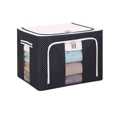 Large Capacity Clothes Storage Bag Organizer with Thick Fabric Visible Steel Frame, Foldable Clothes Storage Box, Saree Organizers Storage for Wardrobe