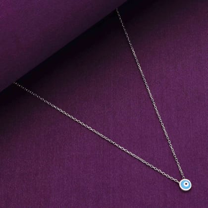 Simple Evil Eye Silver Chain Necklace-Light Blue (Enamel) / Silver