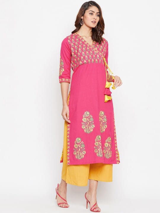 Women Pink Ethnic Motifs Printed Kurta