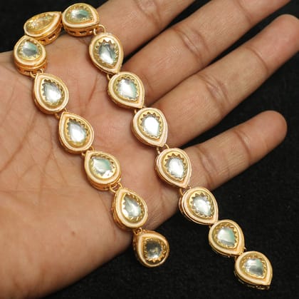 15 Pcs, 16mm Meenakari Kundan Kadi Chain Golden-Golden / Kundan / Drop
