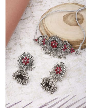 PUJVI Maroon German Necklace Set ( Pack of 1 ) - Maroon