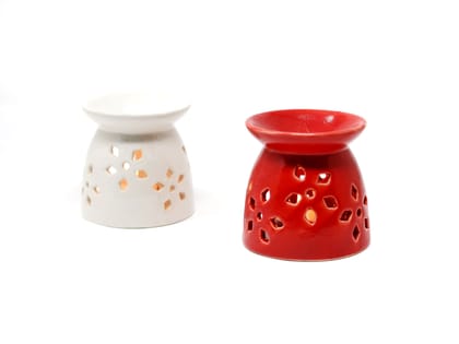 Decor Lane Ceramic Oil Diffuser Fragrance Lamps (Set of 2)