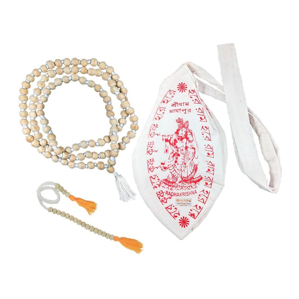 MAYAPURI Japa Mala with Japa Bag 108 Beads Handcrafted Meditation Beads for Chanting, Prayer, and Spiritual Practice (Color-White) - Pooja Needs | Buy online on ZillyBuy