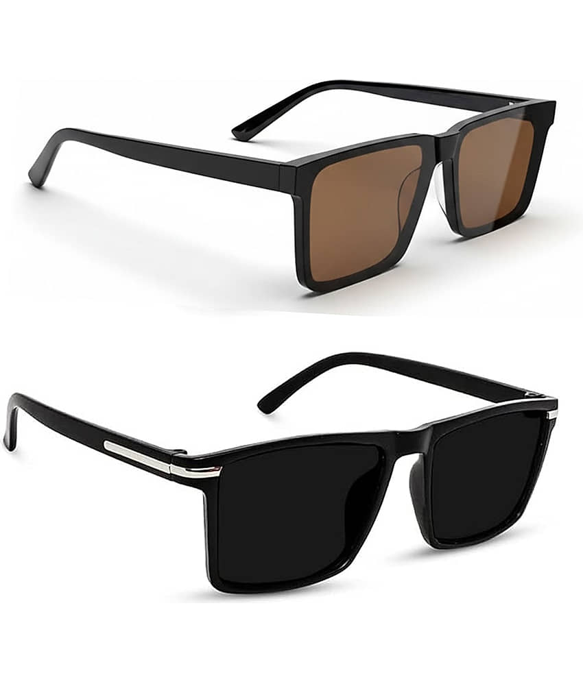 Elligator Brown Square Sunglasses ( Pack of 2 )