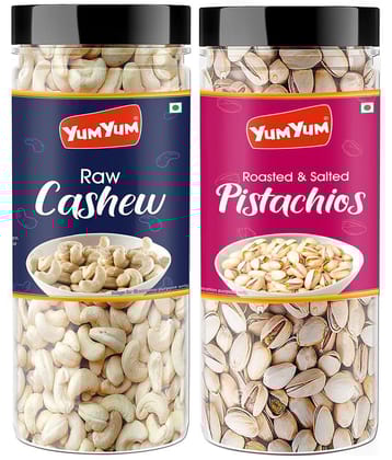 YUM YUM Premium Jumbo Pista & Cashew (Kaju) 300g (150g Each) Dry Fruits-Pistachios, Cashews