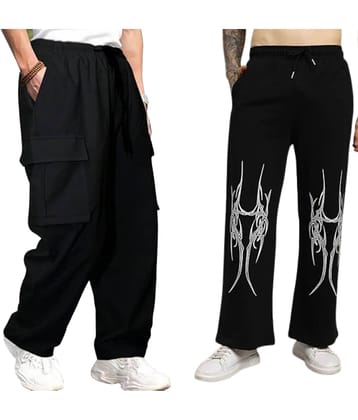 attitude start of fashion Black Lycra Men's Joggers ( Pack of 2 )