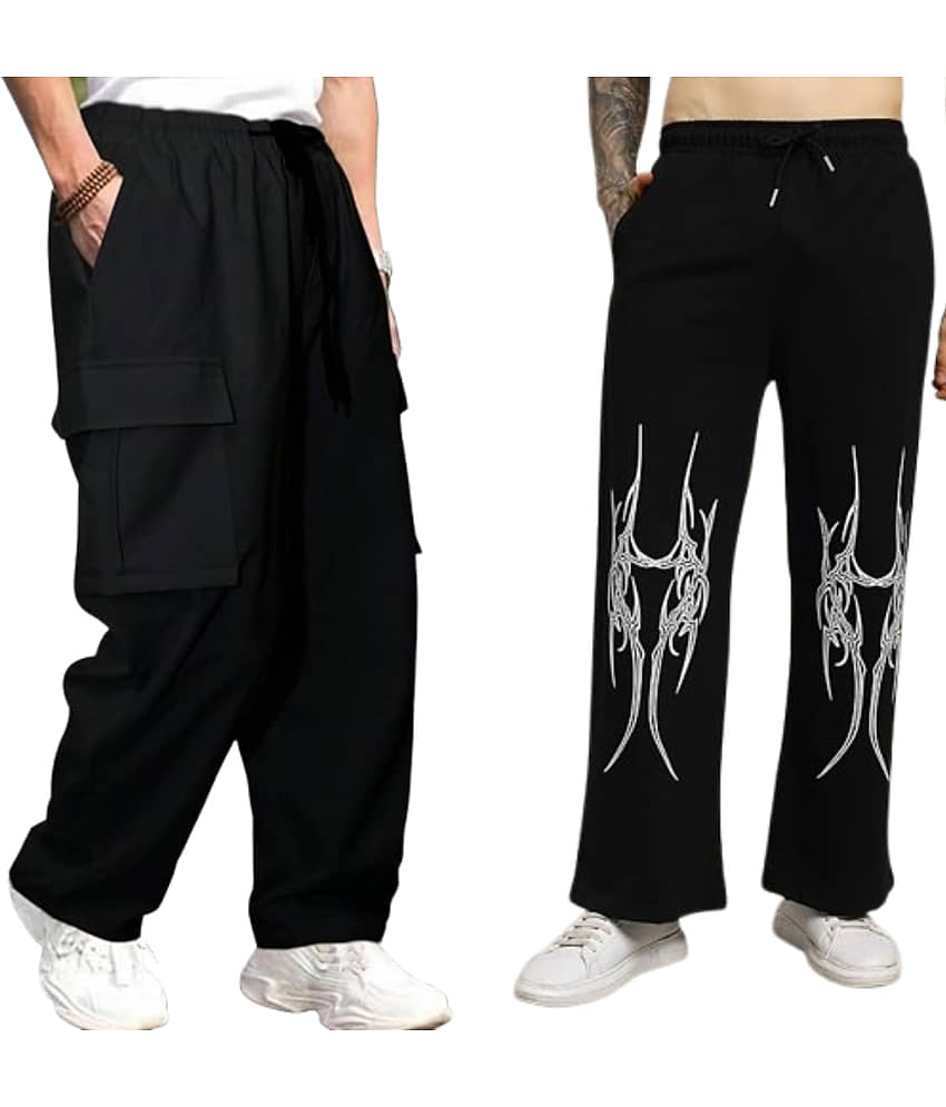 attitude start of fashion Black Lycra Men's Joggers ( Pack of 2 )