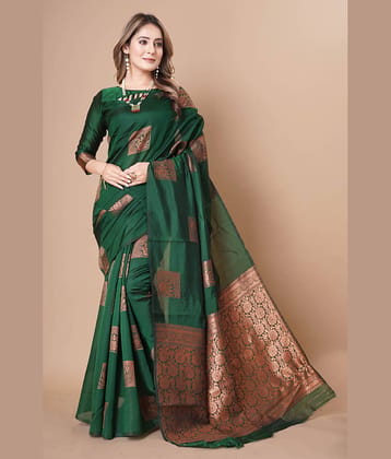 Surat Textile Co Banarasi Silk Embellished Saree With Unstitched Blouse Piece ( Black )