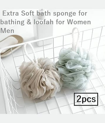 Premium Soft Foaming Loofah Round Bath Sponge Scrub (PACK OF 2)