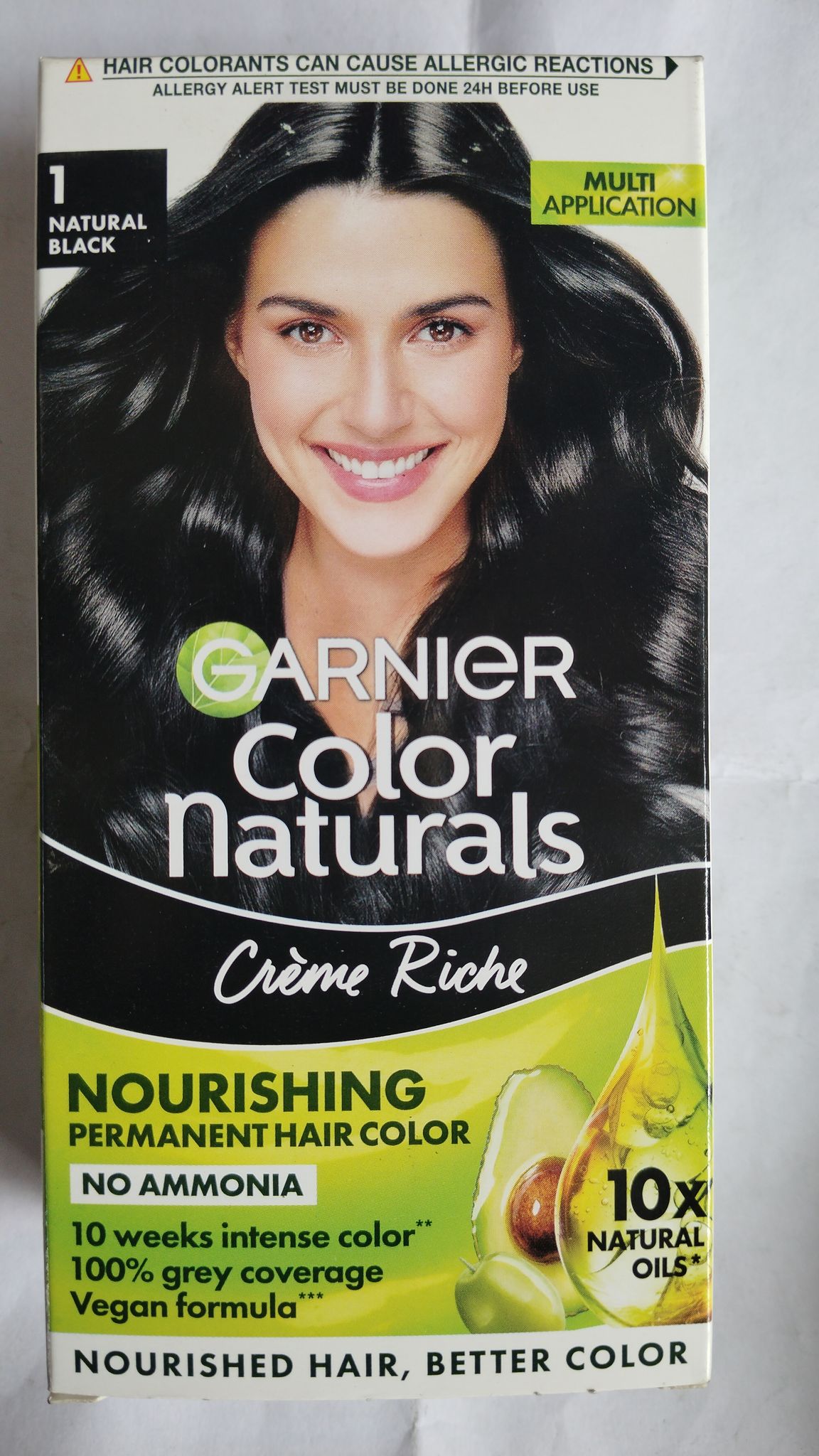 Garnier Color Naturals Creme riche Nourishing Permanent hair color No ammonia 1 natural black 70ml+60g