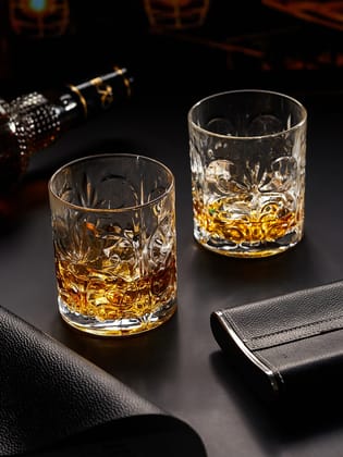 Luxury Crystal Old Fashioned Whiskey Glass-Pack Of 2