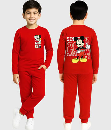Kuchipoo Pack of 1 Boys Cotton Blend T-Shirt & Trackpants Set ( Red )