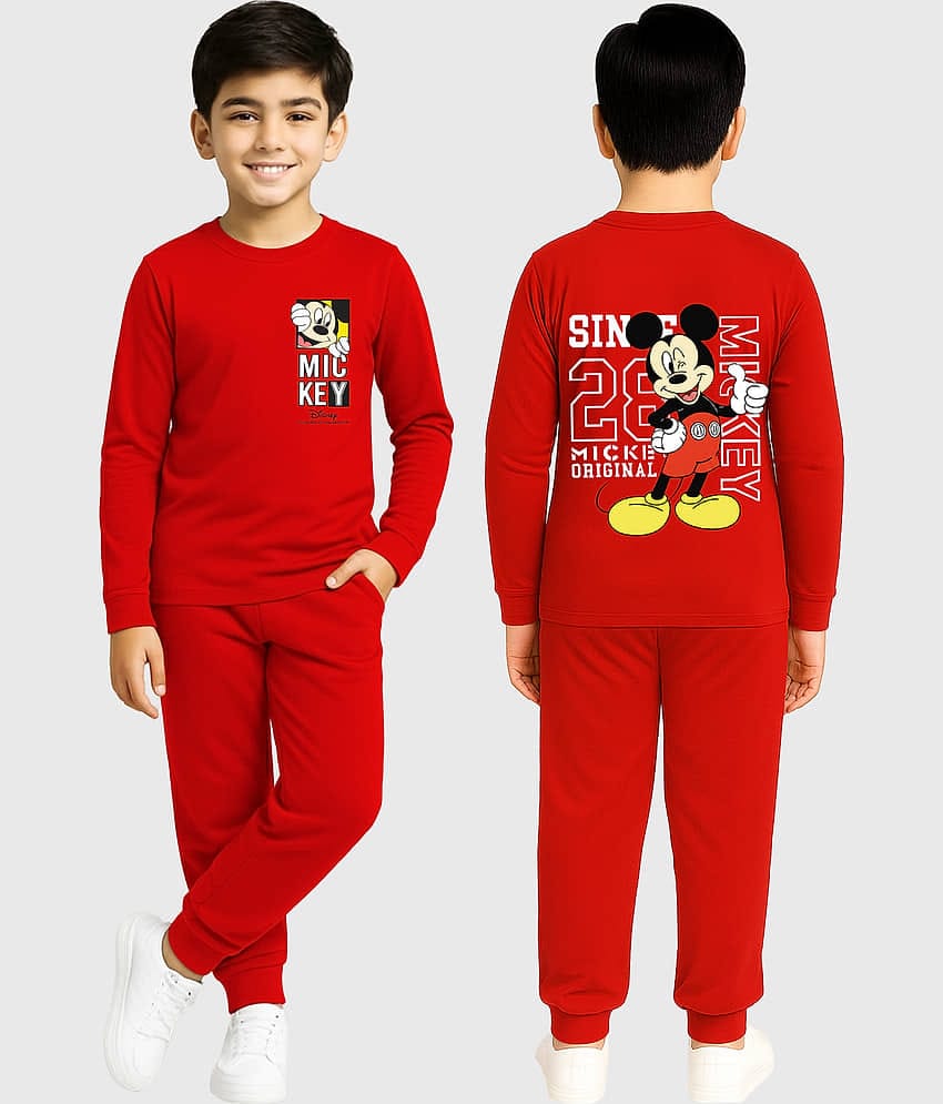 Kuchipoo Pack of 1 Boys Cotton Blend T-Shirt & Trackpants Set ( Red )