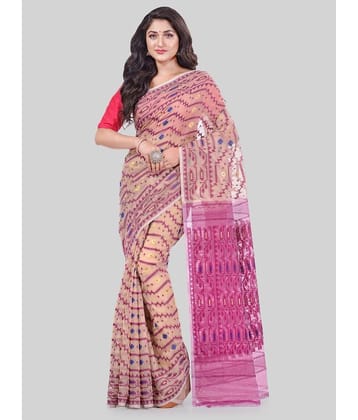 Desh Bidesh Cotton Self Design Saree Without Blouse Piece ( Purple )
